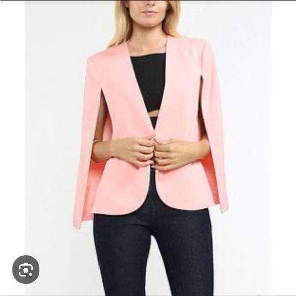 Jealous Tomato Jackets & Blazers - Jealous Tomato Pink Blazer with Modern V-Neckline